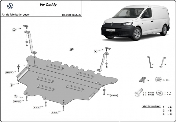 Aluminium Unterfahrschutz für Motor der Marke VW Caddy