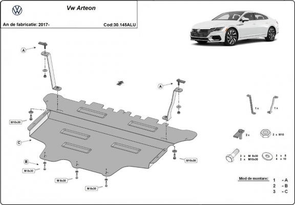 Aluminium Unterfahrschutz für Motor der Marke VW Arteon