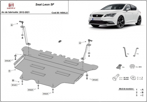 Aluminium Unterfahrschutz für Motor der Marke Seat Leon Mk3 5F