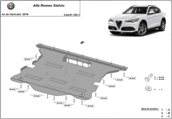 Unterfahrschutz für Motor der Marke Alfa Romeo Stelvio