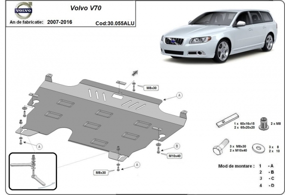 Aluminium Unterfahrschutz für Motor und Getriebe für den Volvo V70