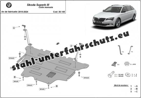 Unterfahrschutz für Motor der Marke Skoda Superb - Schaltgetriebe