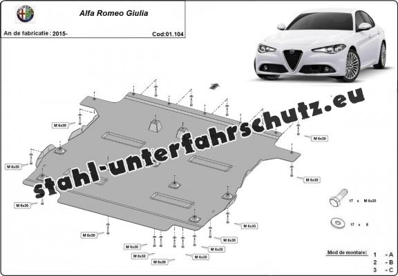 Unterfahrschutz für Motor der Marke Alfa Romeo Giulia