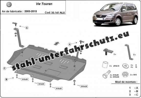 Aluminium Unterfahrschutz für Motor und Getriebe für den Volkswagen Touran