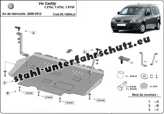 Aluminium Unterfahrschutz für Volkswagen Caddy