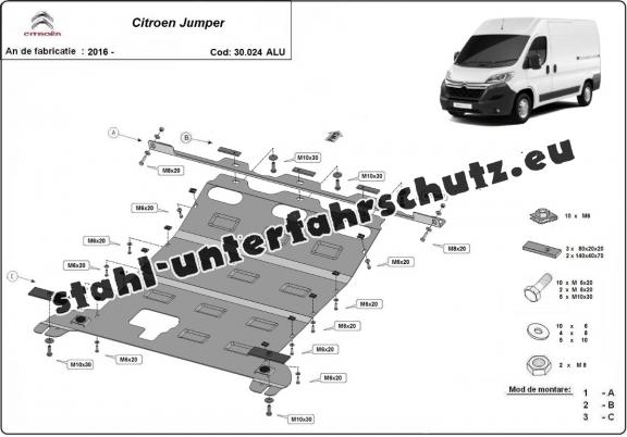 Aluminium Unterfahrschutz für Motor und Getriebe für den Citroen Jumper