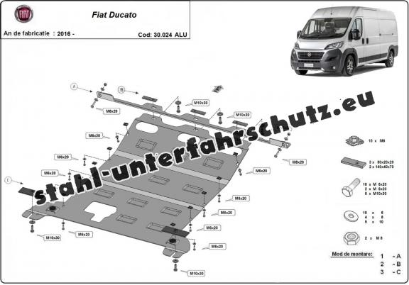 Aluminium Unterfahrschutz für Motor und Getriebe für den Fiat Ducato