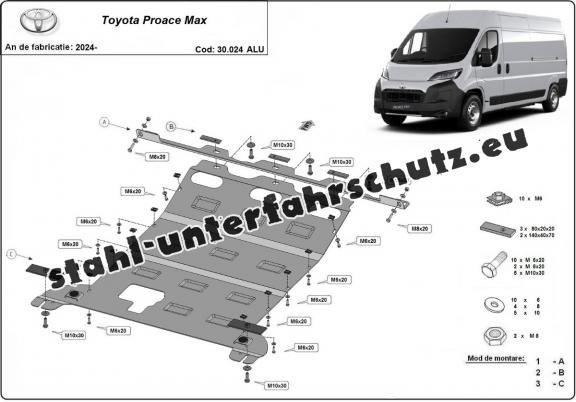 Aluminium Unterfahrschutz für Motor und Getriebe für den Toyota Proace Max