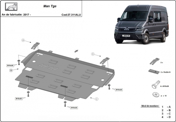 Aluminium Unterfahrschutz für Motor und Getriebe für den MAN Tge
