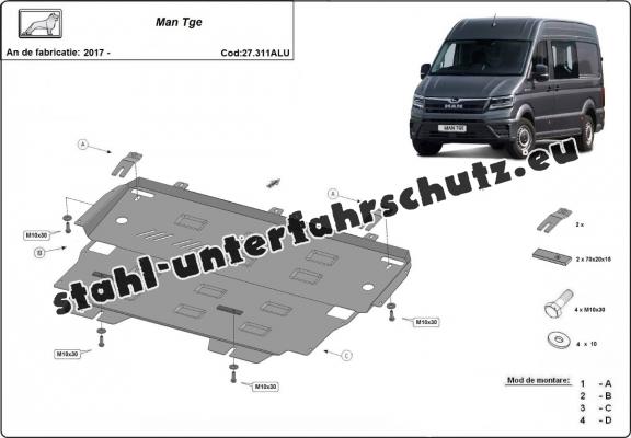 Aluminium Unterfahrschutz für Motor und Getriebe für den MAN Tge