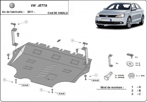Aluminium Unterfahrschutz für Motor und Getriebe für den VW Jetta
