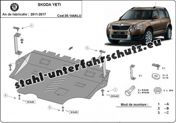 Aluminium Unterfahrschutz für Motor und Getriebe für den Skoda Yeti