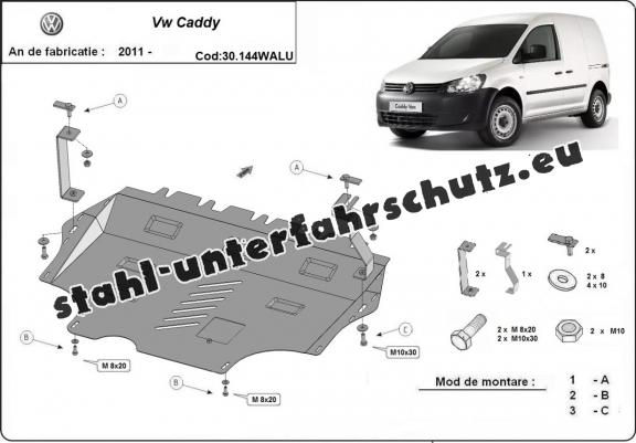 Aluminium Unterfahrschutz für Motor und Getriebe für den VW Caddy - Webasto