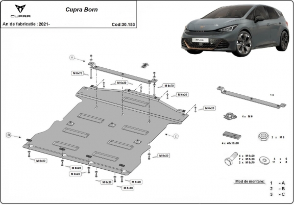 Unterfahrschutz für Motor der Marke Cupra Born