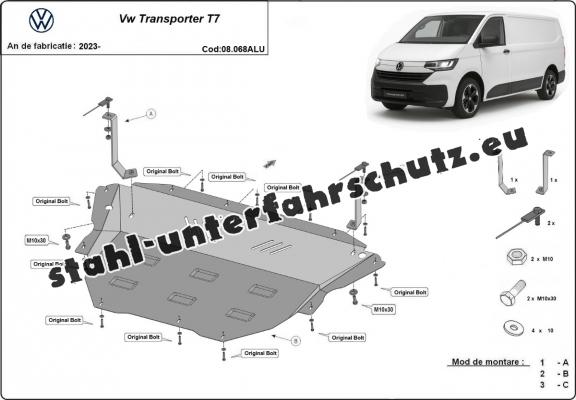 Aluminium Unterfahrschutz für Motor und Getriebe für den Volkswagen Transporter T7 Van Aluminium Unterfahrschutz für Motor und Getriebe für den Volkswagen Transporter T7 Van