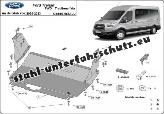 Aluminium Unterfahrschutz für Motor der Marke Ford Transit FWD