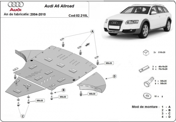 Unterfahrschutz für Motor der Marke Audi A6 Allroad 2 - für die Seiten