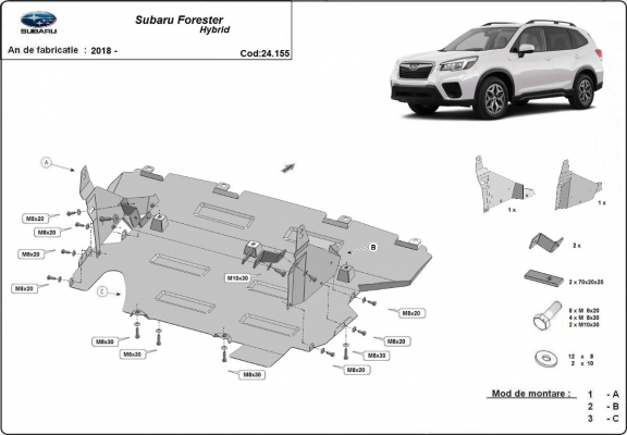 Unterfahrschutz für Motor der Marke Subaru Forester 5 Hybrid