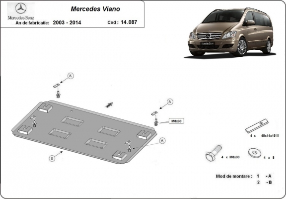 Unterfahrschutz für Motor der Marke  Mercedes Viano W639 - 2.2 D 4x2, 4x4