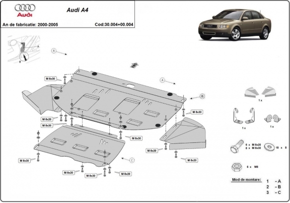 Unterfahrschutz für Motor der Marke Audi A4 B6 - Aktionspaket