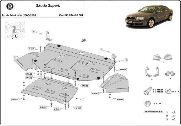 Unterfahrschutz für Motor der Marke Skoda Superb - Aktionspaket