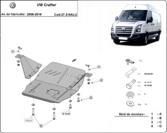 Aluminium Unterfahrschutz für Motor und Getriebe für Volkswagen Crafter