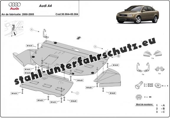 Unterfahrschutz für Motor der Marke Audi A4 B6 - Aktionspaket - diesel