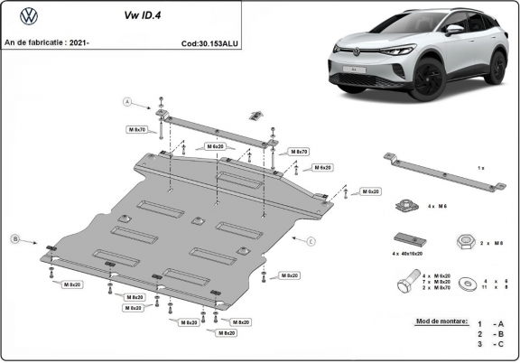 Aluminium Unterfahrschutz für Motor der Marke Volkswagen ID.4