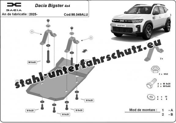 Aluminium Differentialschutz für Dacia Bigster 4x4 Aluminium Differentialschutz für Dacia Bigster 4x4