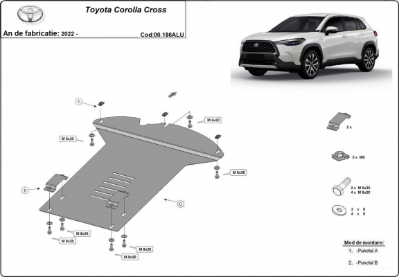 Aluminium-Katalysatorschutz / Kat-Schloss für Toyota Corolla Cross