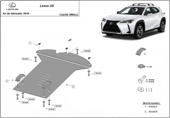 Aluminium-Katalysatorschutz / Kat-Schloss für Lexus UX