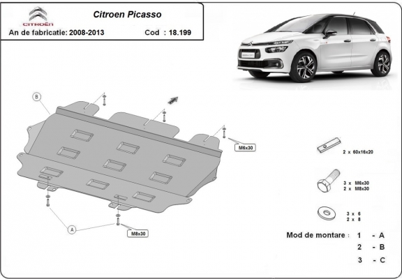 Unterfahrschutz für Motor der Marke Citroen C4 Picasso