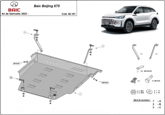 Aluminium Unterfahrschutz für Motor der Marke BAIC Beijing X75