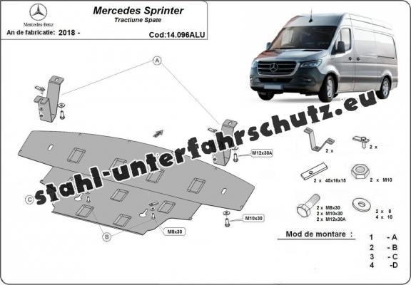 Aluminium Unterfahrschutz für Motor der Marke Mercedes Sprinter - RWD