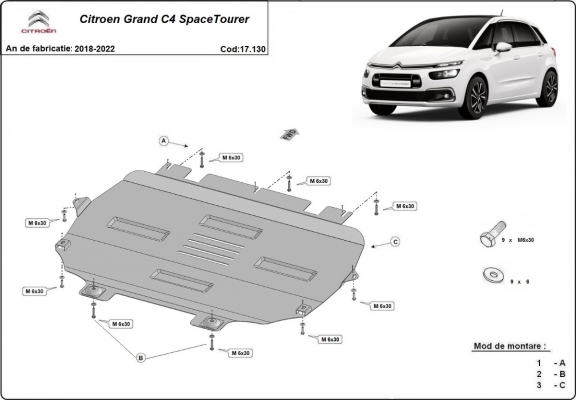 Unterfahrschutz für Motor der Marke Citroen C4