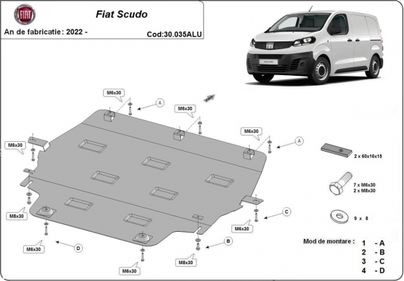 Aluminium  Unterfahrschutz Fiat Scudo 