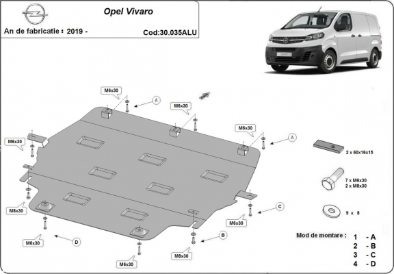 Aluminium  Unterfahrschutz Opel Vivaro 