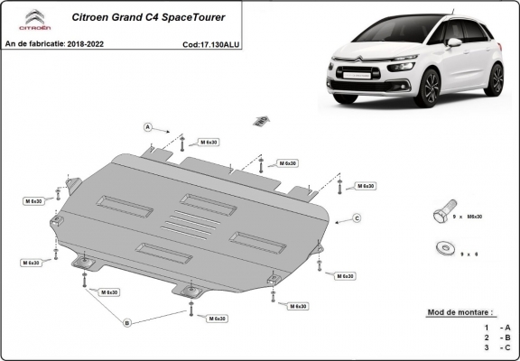 Aluminium  Unterfahrschutz Citroen Grand C4 SpaceTourer 