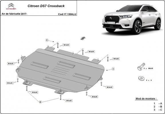 Aluminium  Unterfahrschutz Citroen DS7 Crossback 