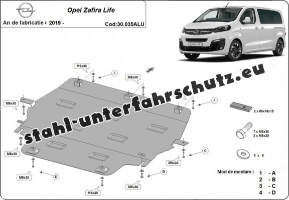 Aluminium  Unterfahrschutz Opel Zafira Life 