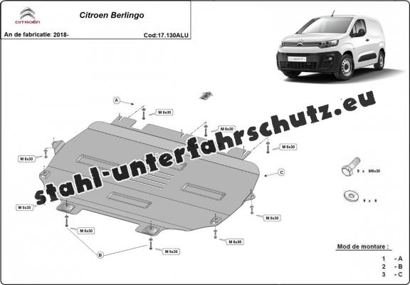 Aluminium  Unterfahrschutz Citroen Berlingo 