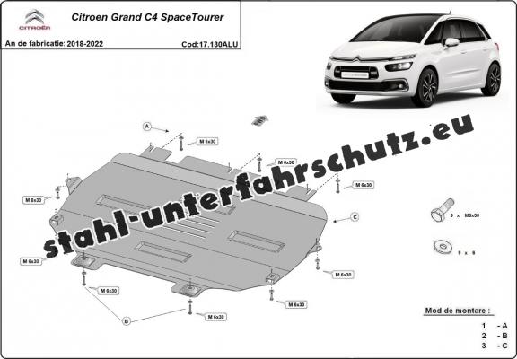Aluminium  Unterfahrschutz Citroen Grand C4 SpaceTourer 