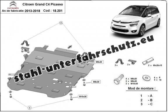 Unterfahrschutz für Motor der Marke Citroen C4 Picasso
