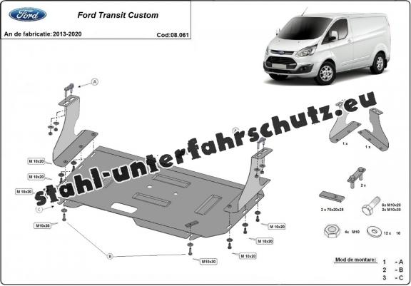 Unterfahrschutz für Motor und Getriebe aus Stahl für  Ford Transit Custom