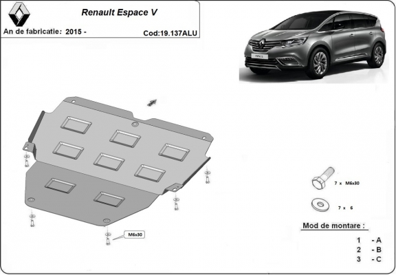 Aluminium Unterfahrschutz für Motor der Marke Renault Espace