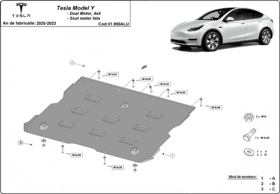Vorderer Aluminium-Motorschutz für Elektromotor – Tesla model Y