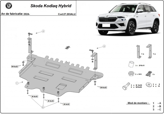 Aluminium Unterfahrschutz für Motor der Marke Skoda Kodiaq