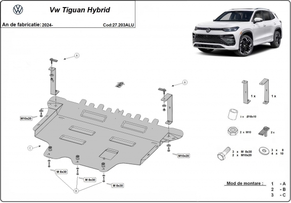Aluminium Unterfahrschutz für Motor der Marke VW Tiguan