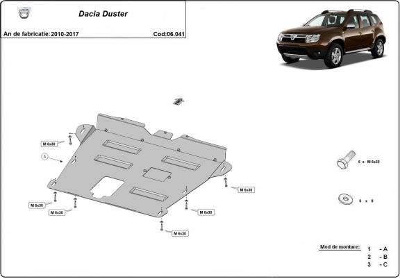 Unterfahrschutz für Motor der Marke Dacia Duster