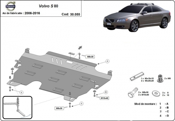 Unterfahrschutz für Motor und Getriebe aus Stahl für  Volvo S80